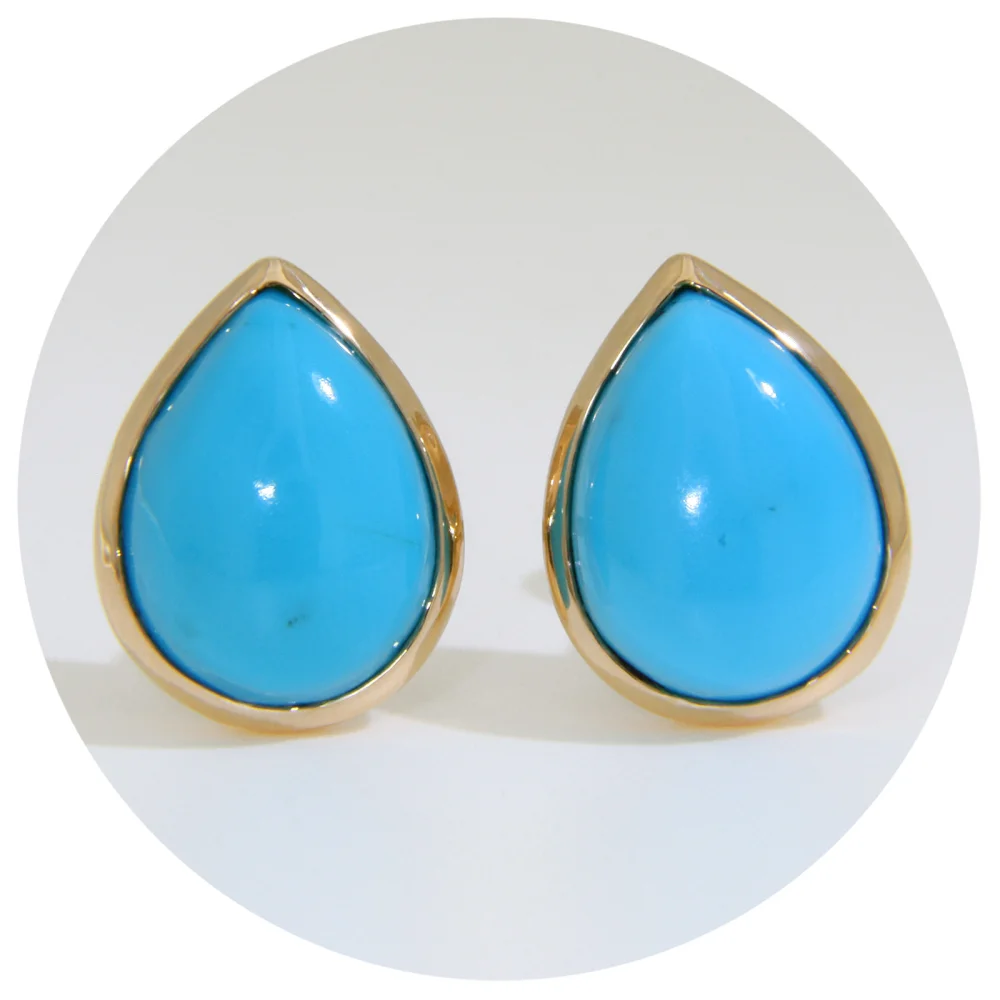 Cercei Stud Aur Galben 14 k Turcoaz Natural Para din mina Sleeping Beauty