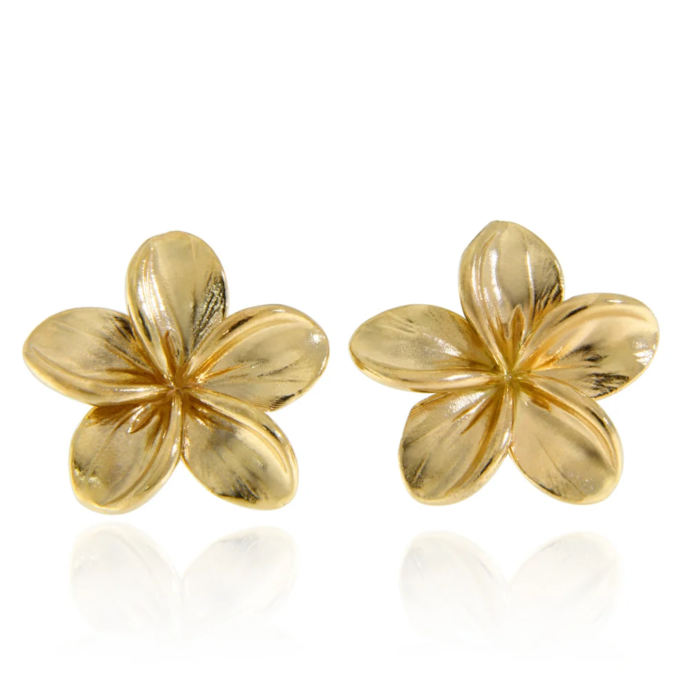 Cercei Stud Aur Galben 14k Gradina Tropicala | Plumeria (Frangipani)