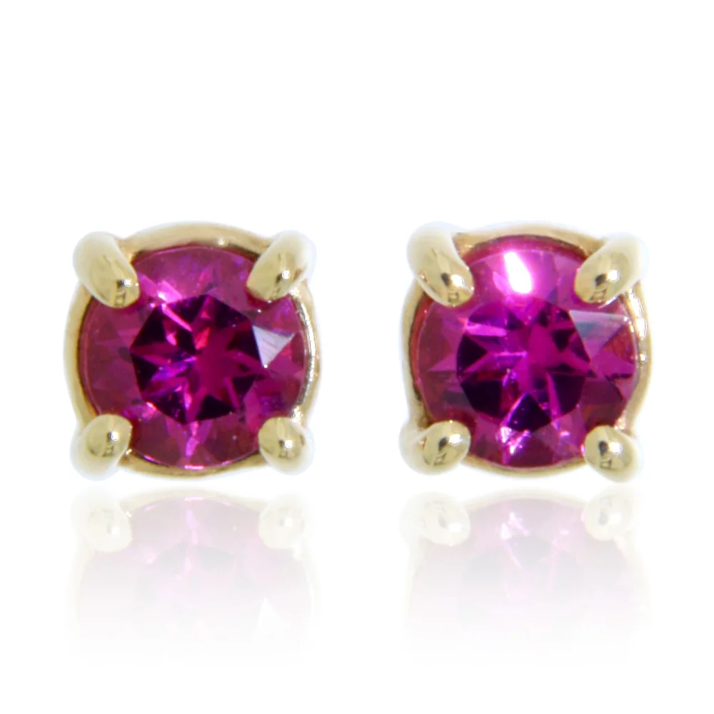 Cercei Stud Aur Galben 14k Granat Rodolit Natural