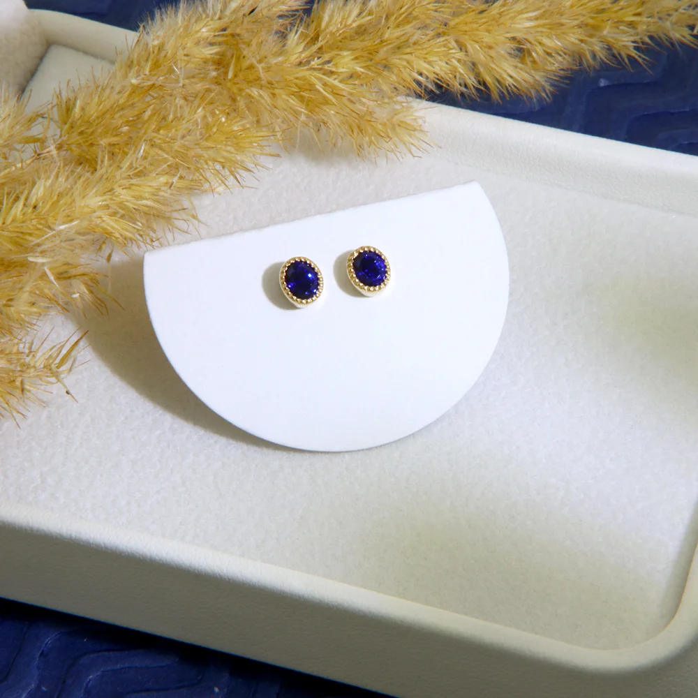 Cercei Stud Safire Naturale de Ceylon - Amazing Royal Blue