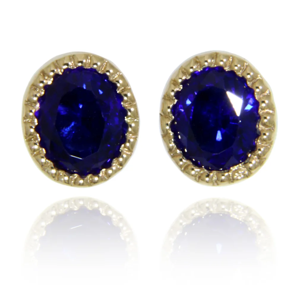 Cercei Stud Safire Naturale de Ceylon - Amazing Royal Blue