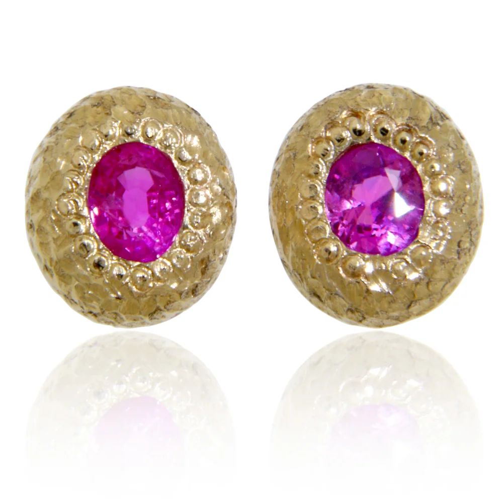 Cercei Stud Safire Roz de Ceylon Naturale Rare - Delicatete si Modernitate