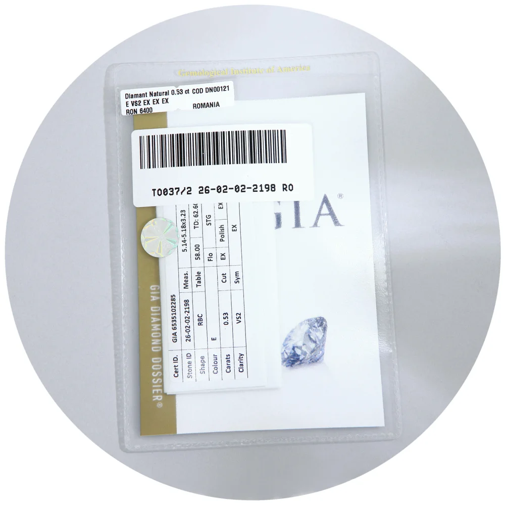 Diamant Natural 0.53 ct E VS2 EX EX EX