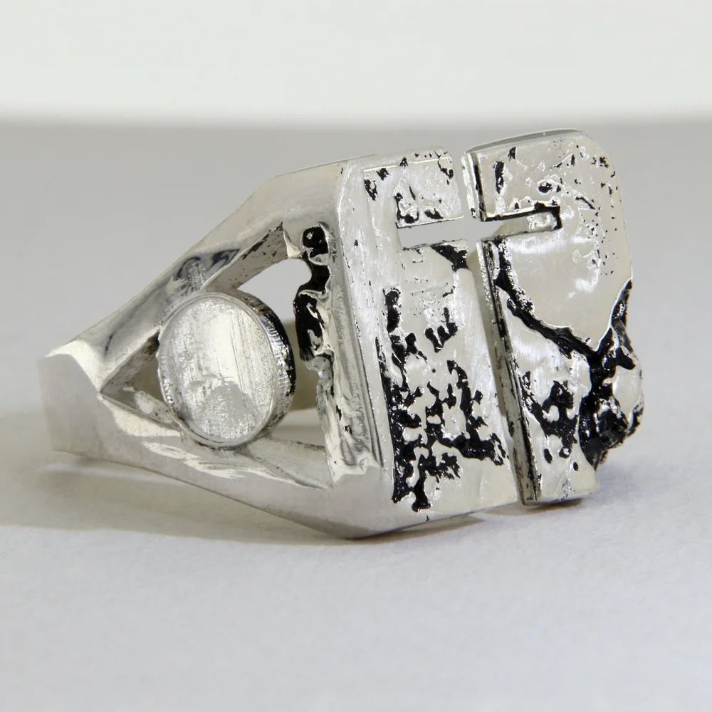 Ghiul Argint 925 Oxidat Cruce | Textura Tip Piatra