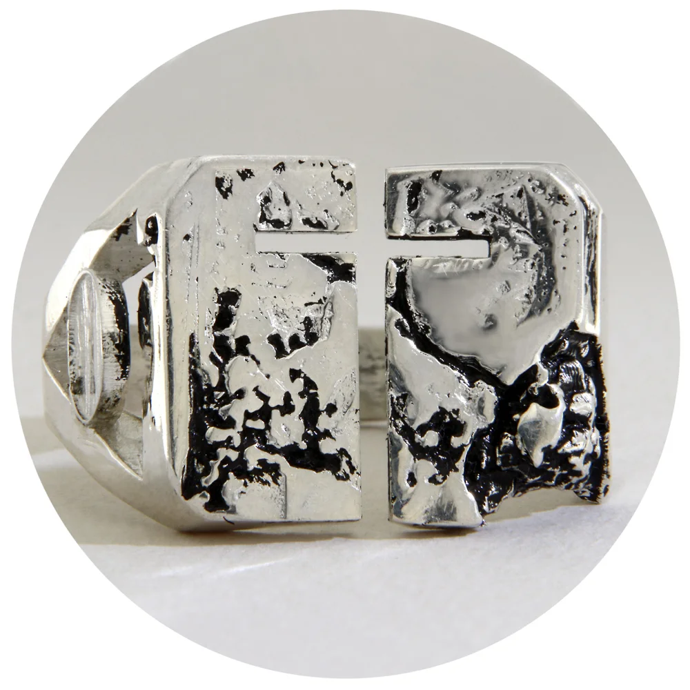 Ghiul Argint 925 Oxidat Cruce | Textura Tip Piatra