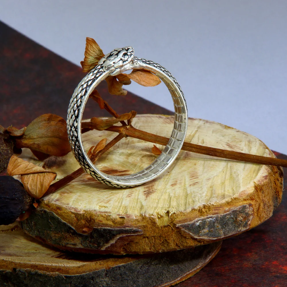 Inel Ouroboros Sarpe Argint 925 Oxidat | Eternitate