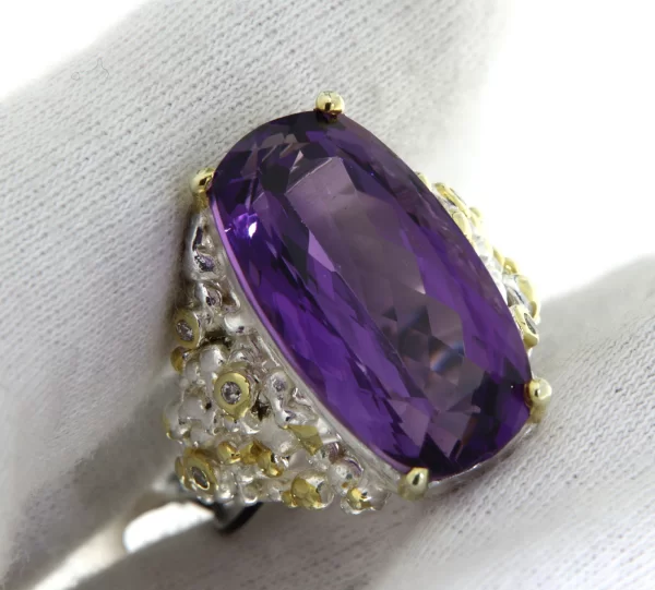 Inel Argint 925 accente aurite Ametist Natural - O Declaratie de Stil