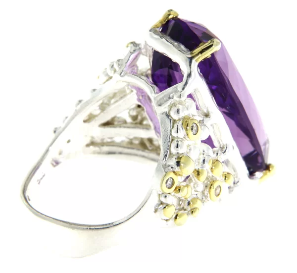 Inel Argint 925 accente aurite Ametist Natural - O Declaratie de Stil