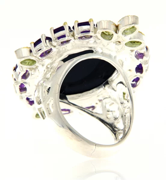 Inel Argint 925 accente aurite Ametist Peridot Naturale - Culoare si Stil
