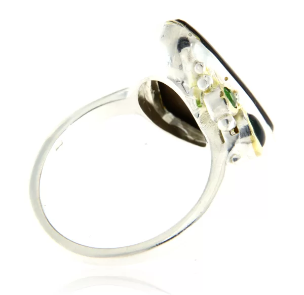Inel Argint 925 accente aurite Amolit Opal Cubic zirconia - Eleganta si Fascinatie