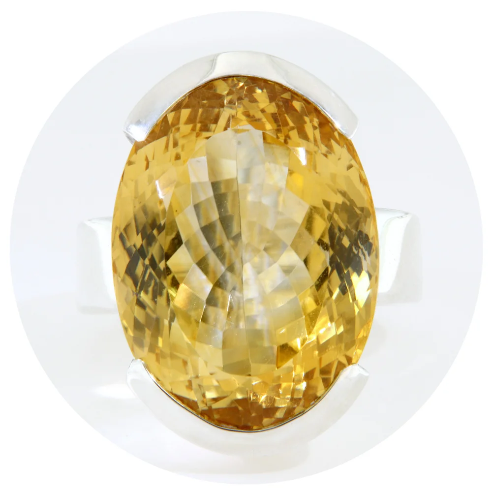 Inel Masiv Argint 925 Citrin Natural Oval Fatetat