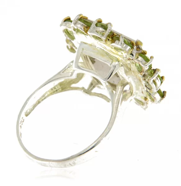 Inel Argint 925, accente aurite Cuart rutilat Peridot Naturale -  Stralucire Rafinata