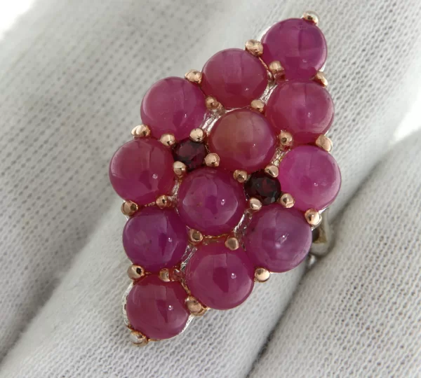 Inel Argint 925 accente aurite nuanta rose Rubin Granat Naturale - Pasiune si Energie