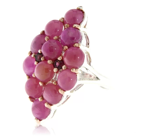 Inel Argint 925 accente aurite nuanta rose Rubin Granat Naturale - Pasiune si Energie