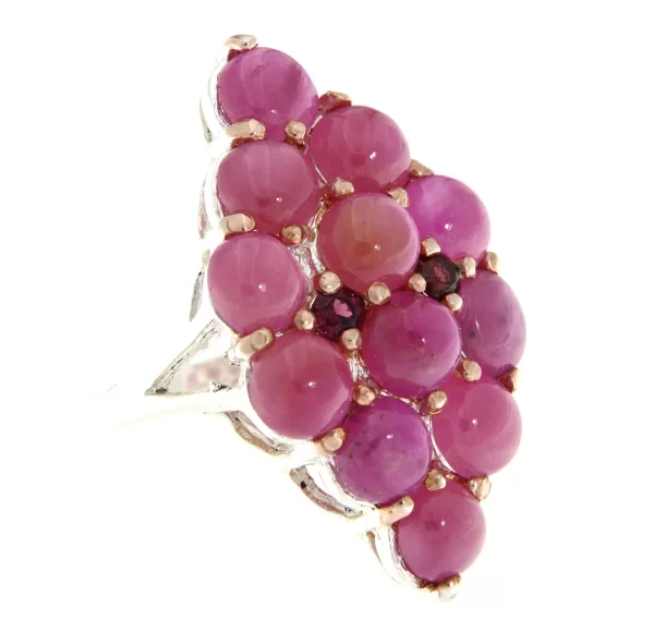 Inel Argint 925 accente aurite nuanta rose Rubin Granat Naturale - Pasiune si Energie