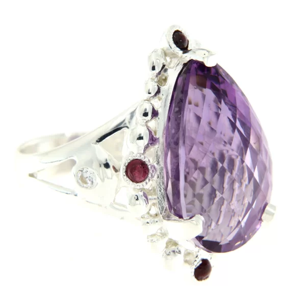 Inel Argint 925, Ametist Granat Naturale