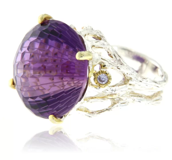 Inel Argint 925 Ametist Natural Rotund VVS - Elegant si Spectaculos