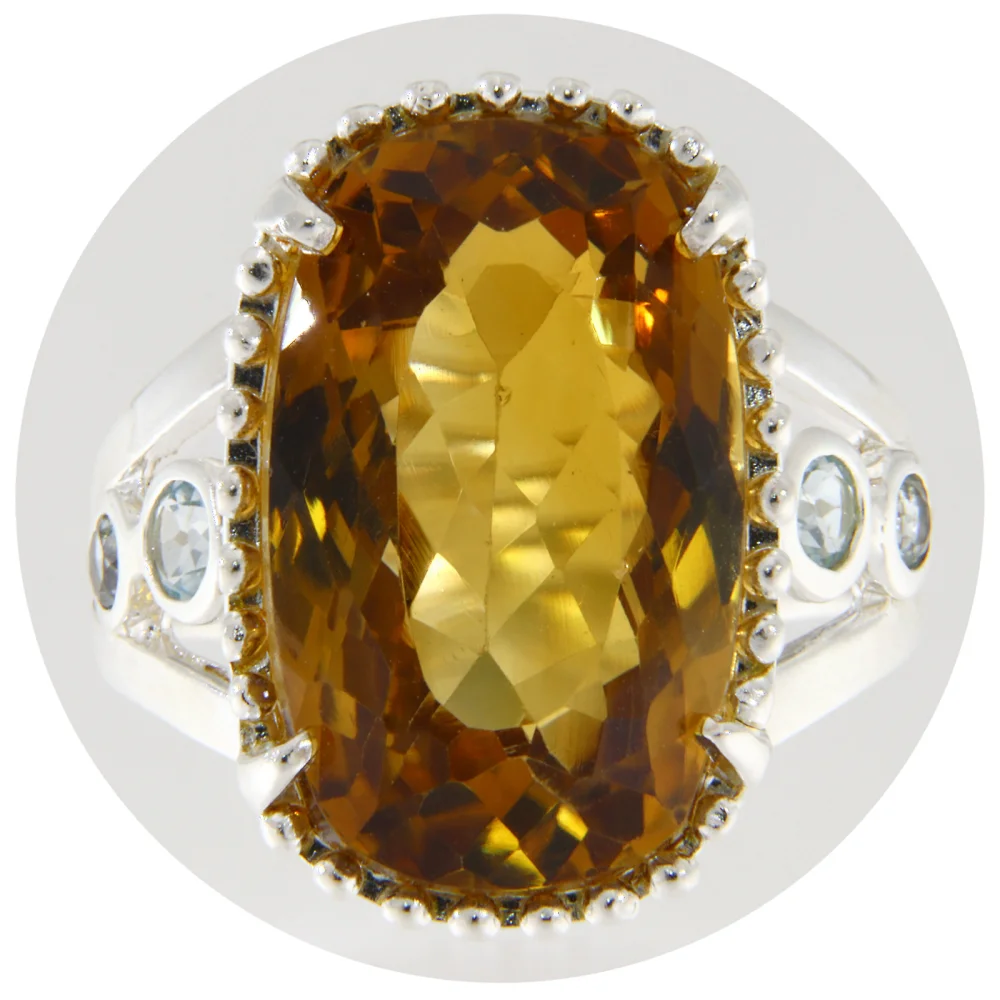 Inel Argint 925 Citrin Topaz Naturale Fatetate | Bijuterie Luminoasa