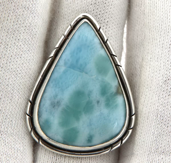 Inel Argint 925  Larimar natural - Eleganta Clasica