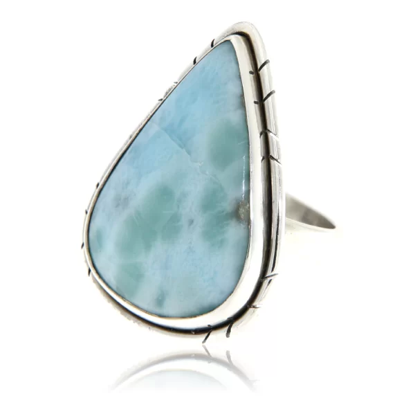 Inel Argint 925  Larimar natural - Eleganta Clasica