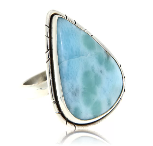 Inel Argint 925  Larimar natural - Eleganta Clasica