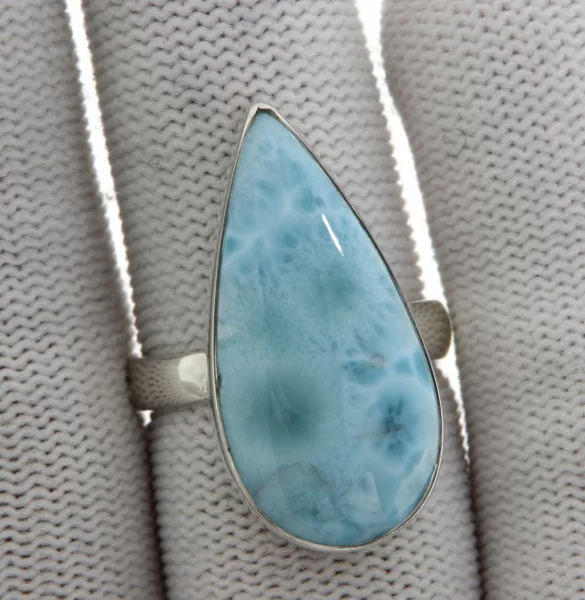 Inel Argint 925  Larimar natural - Peisaj Unic
