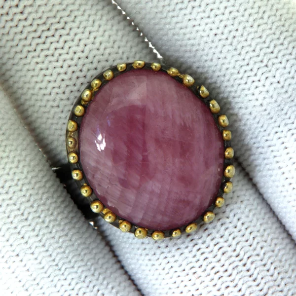 Inel Argint 925 Rodiu negru accente aurite Rubin - Eleganta si Stil Distinct