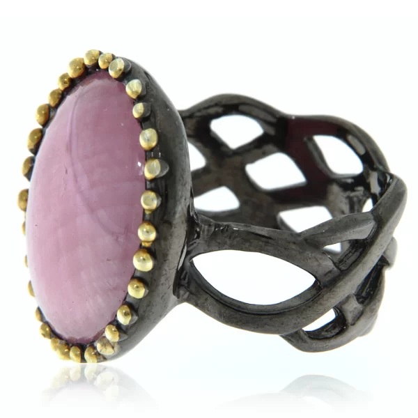 Inel Argint 925 Rodiu negru accente aurite Rubin - Eleganta si Stil Distinct