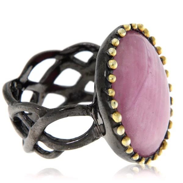 Inel Argint 925 Rodiu negru accente aurite Rubin - Eleganta si Stil Distinct