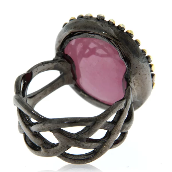 Inel Argint 925 Rodiu negru accente aurite Rubin - Eleganta si Stil Distinct