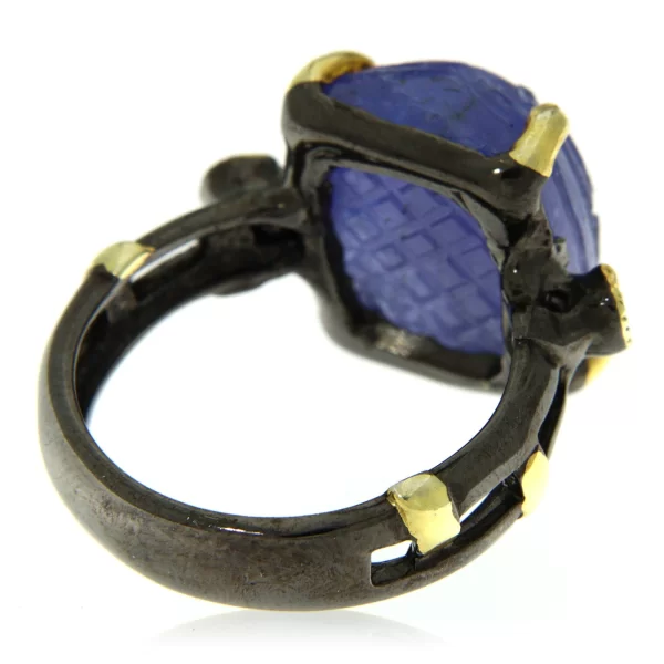 Inel Argint 925 Rodiu negru accente aurite Tanzanit Topaz - Rafinat si Special