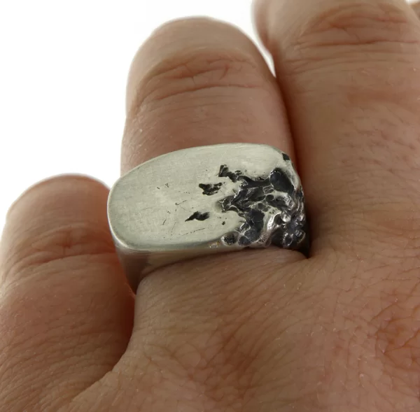 Inel Argint 925  Textura Acid Melted Design Avangardist