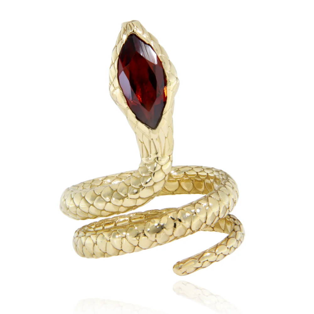 Inel Aur 14K Pinky Ring cu Granat Natural 0.9 ct