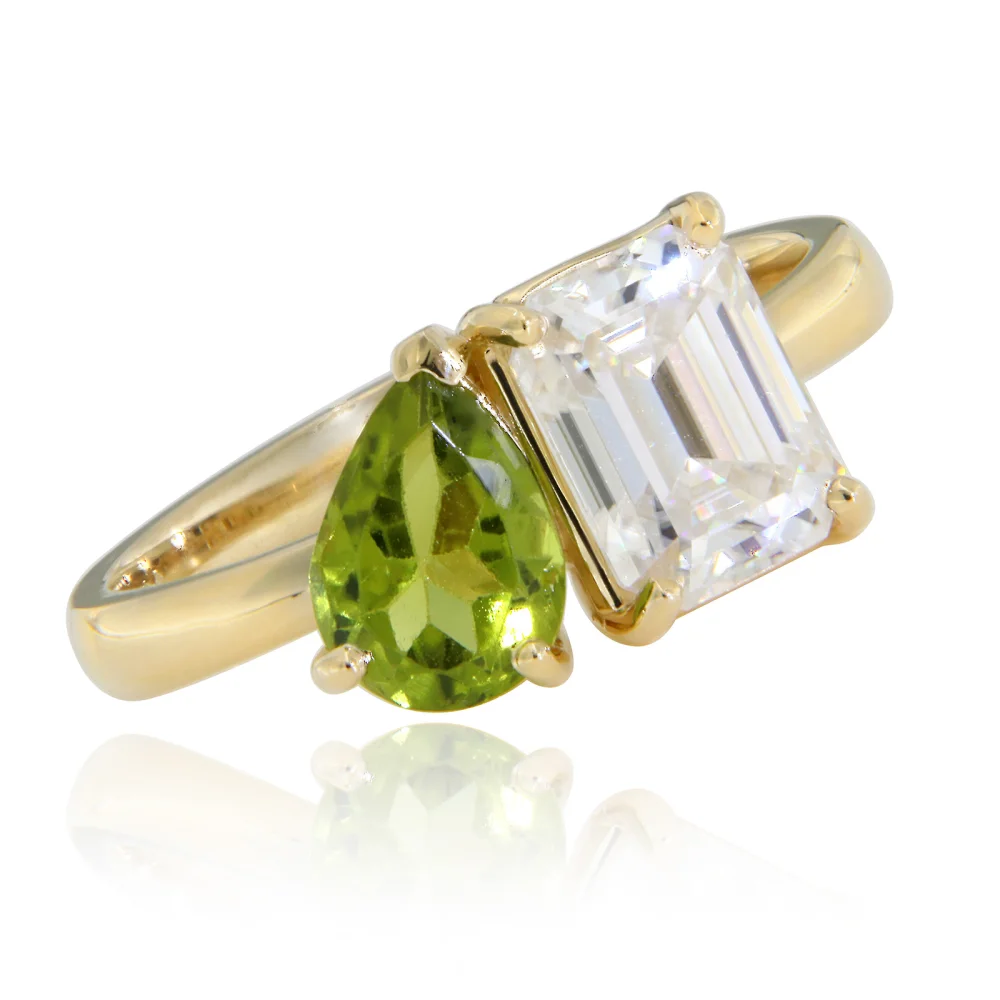 Inel Aur Galben 14k Moissanite Peridot Natural | Rafinament si Stil