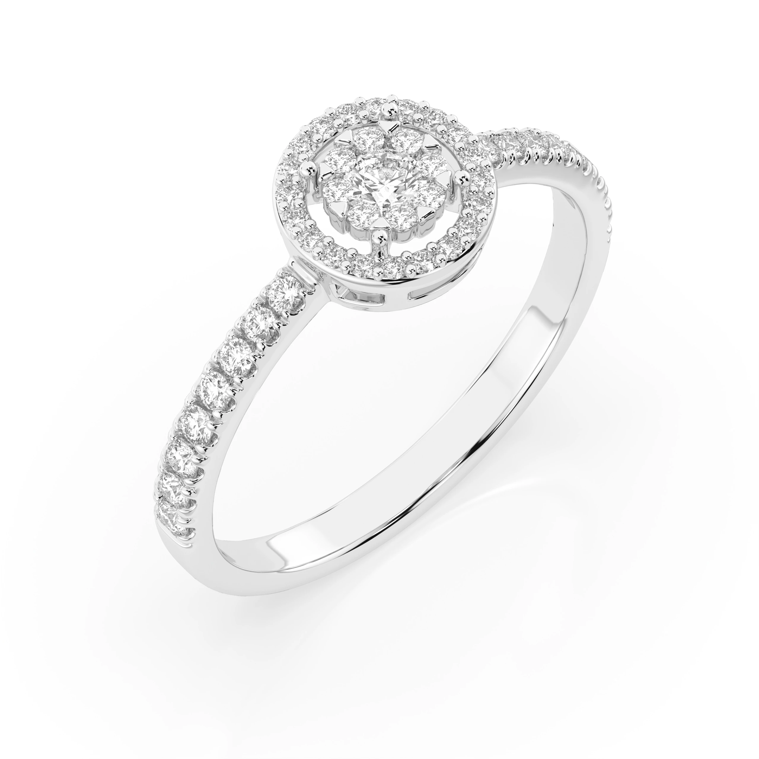 Inel de logodnă cu efect illusion din aur 14k cu diamante naturale, diamant central rotund de 0.03 ct, G/SI – Julietta Romantică