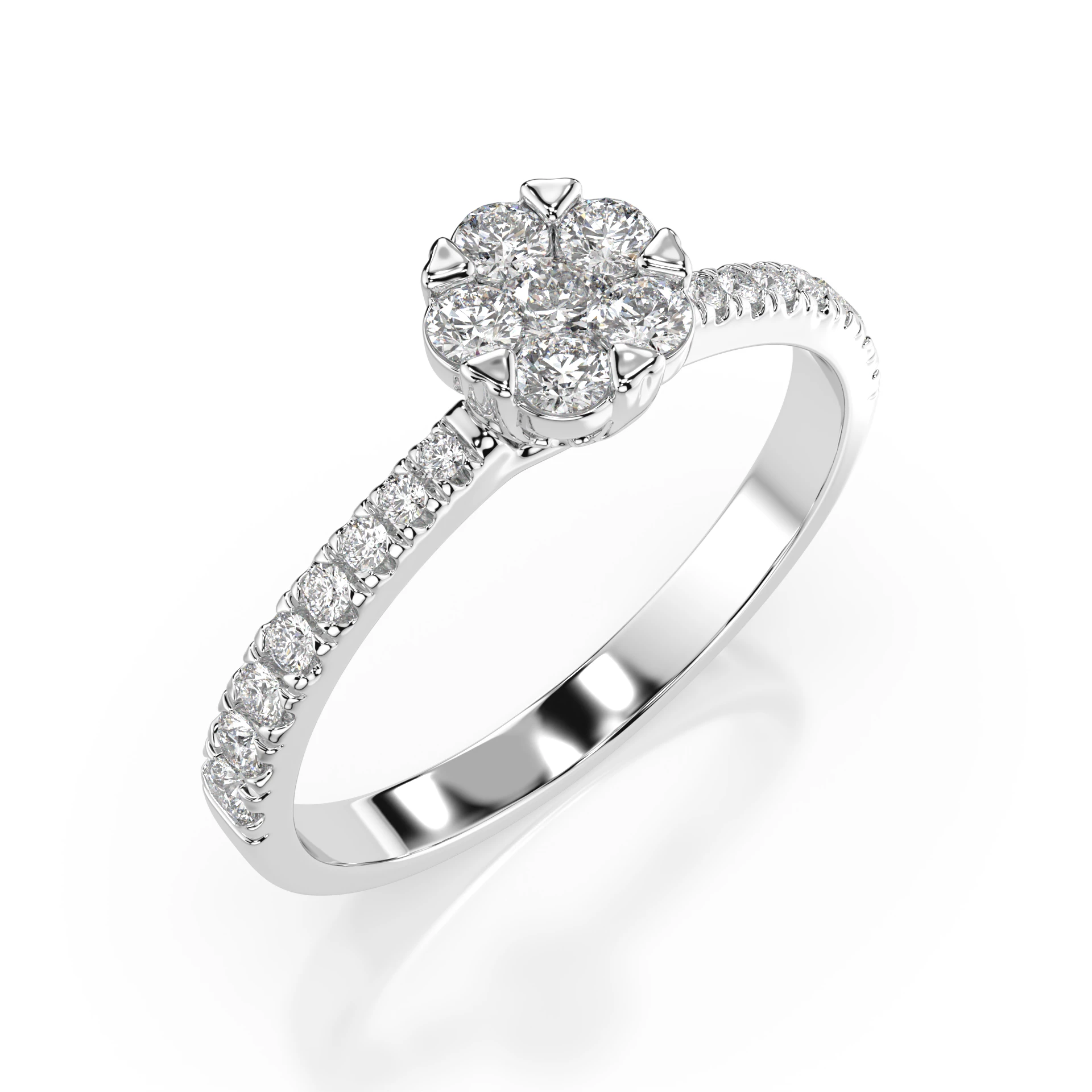 Inel de logodnă cu efect illusion din aur cu diamante naturale, diamant central rotund de 0.03 ct, G/SI – Leonora Prețioasă