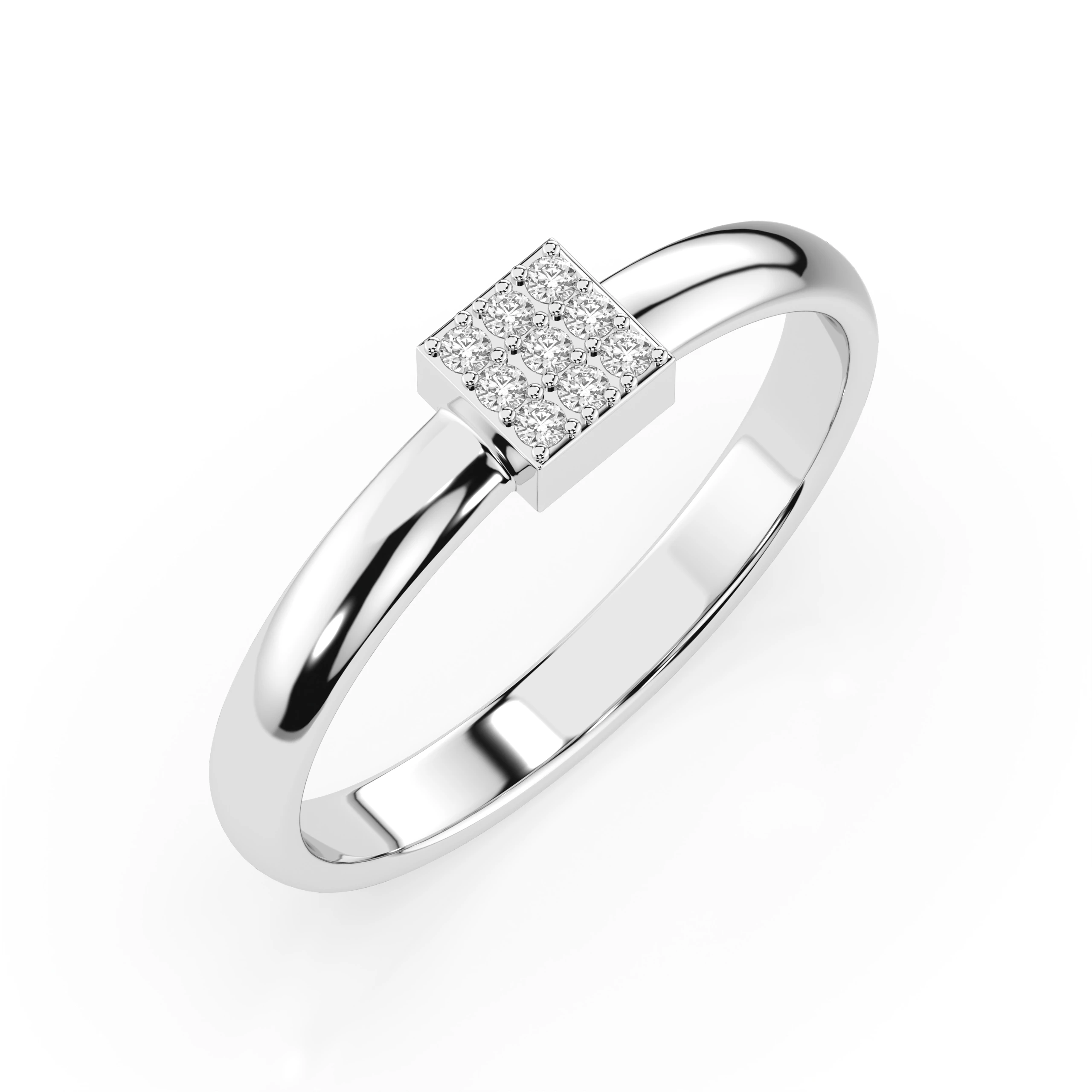 Inel de logodnă cu efect illusion din aur cu diamante naturale, diamant central rotund de 0.05 ct, G/SI – Ophelia Romantică