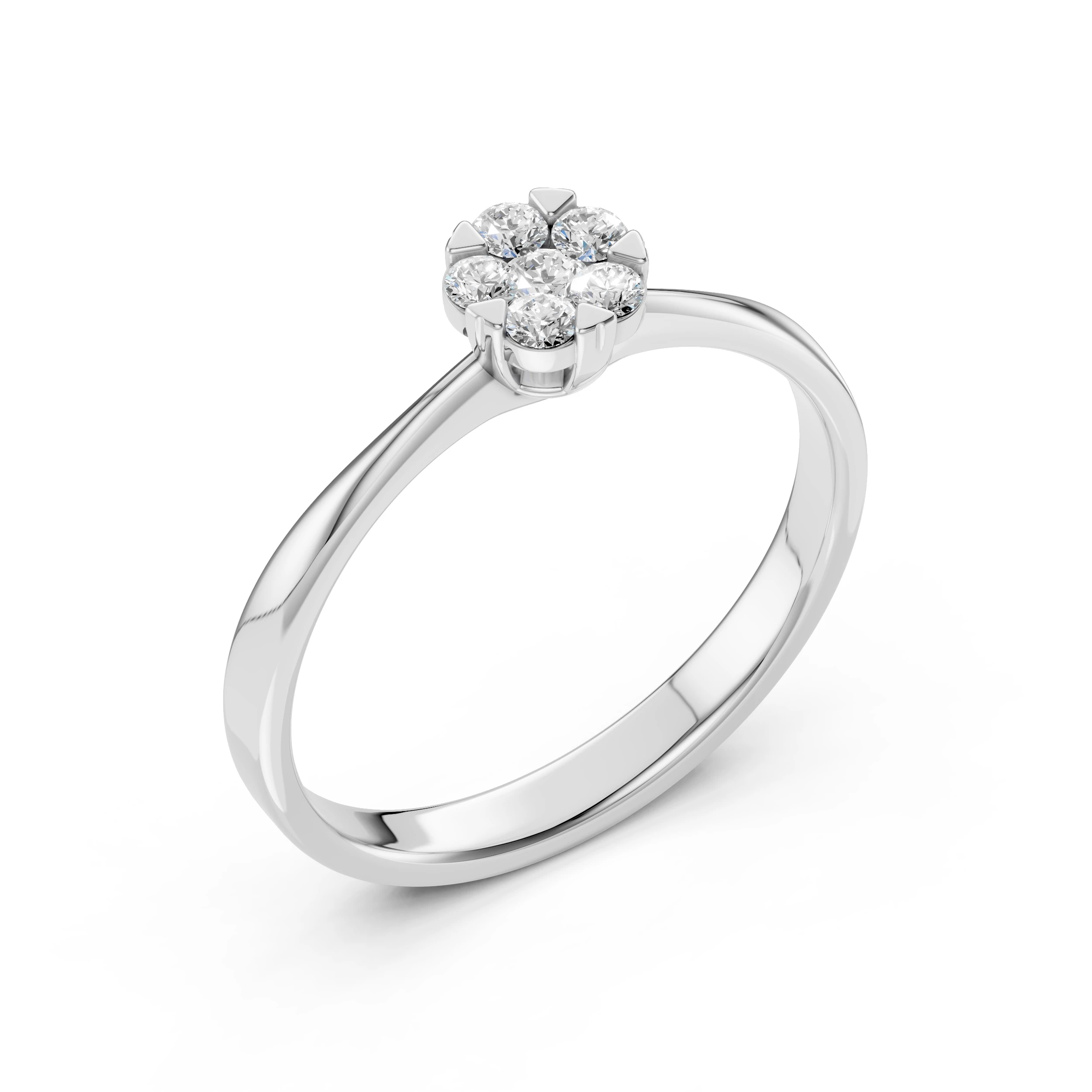 Inel de logodnă cu efect illusion din aur 14k cu diamante naturale, diamant central rotund de 0.06 ct, G/SI – Evelina Armonioasă