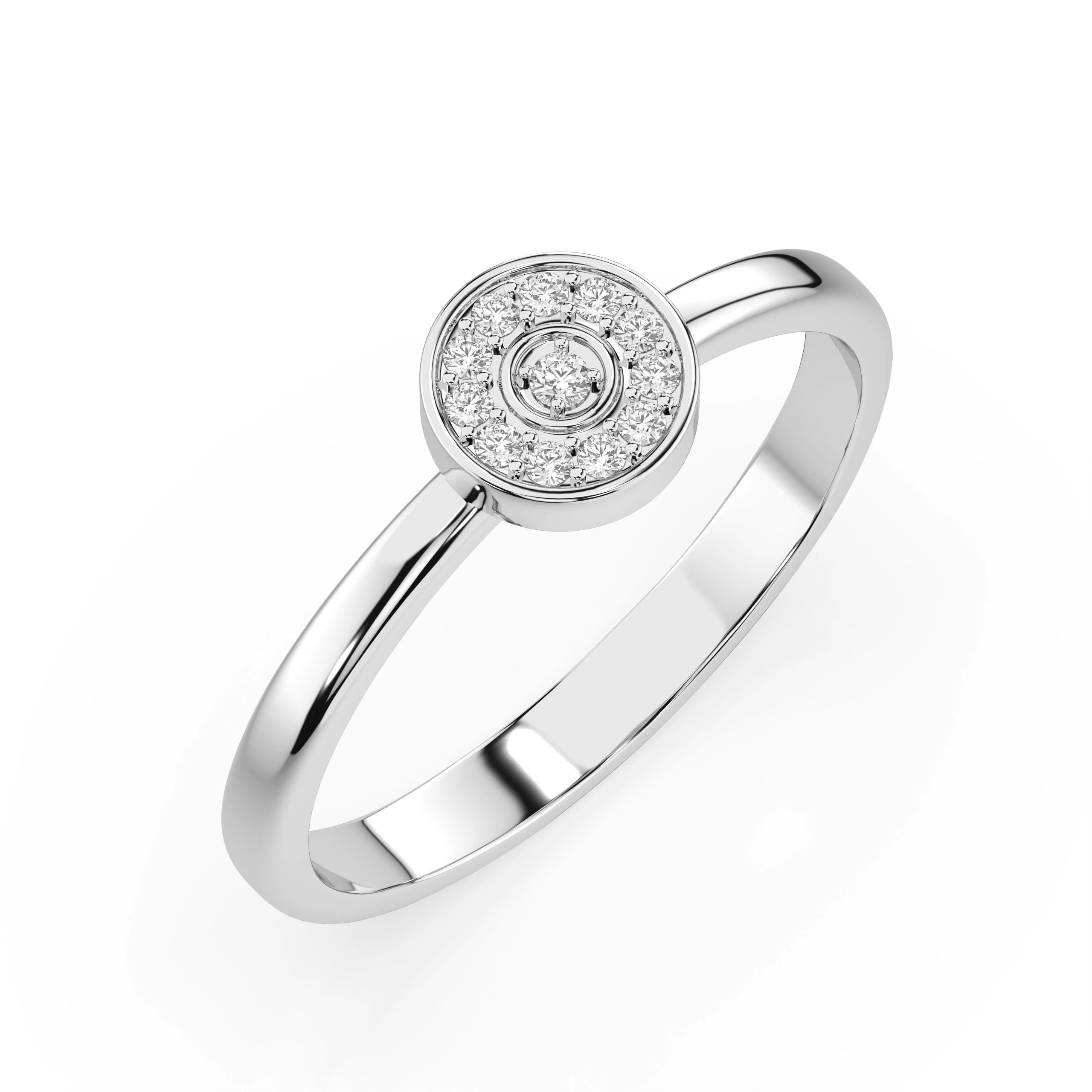 Inel de logodnă cu efect illusion din aur cu diamante naturale, diamant central rotund de 0.07 ct, G/SI – Aurelia Regală