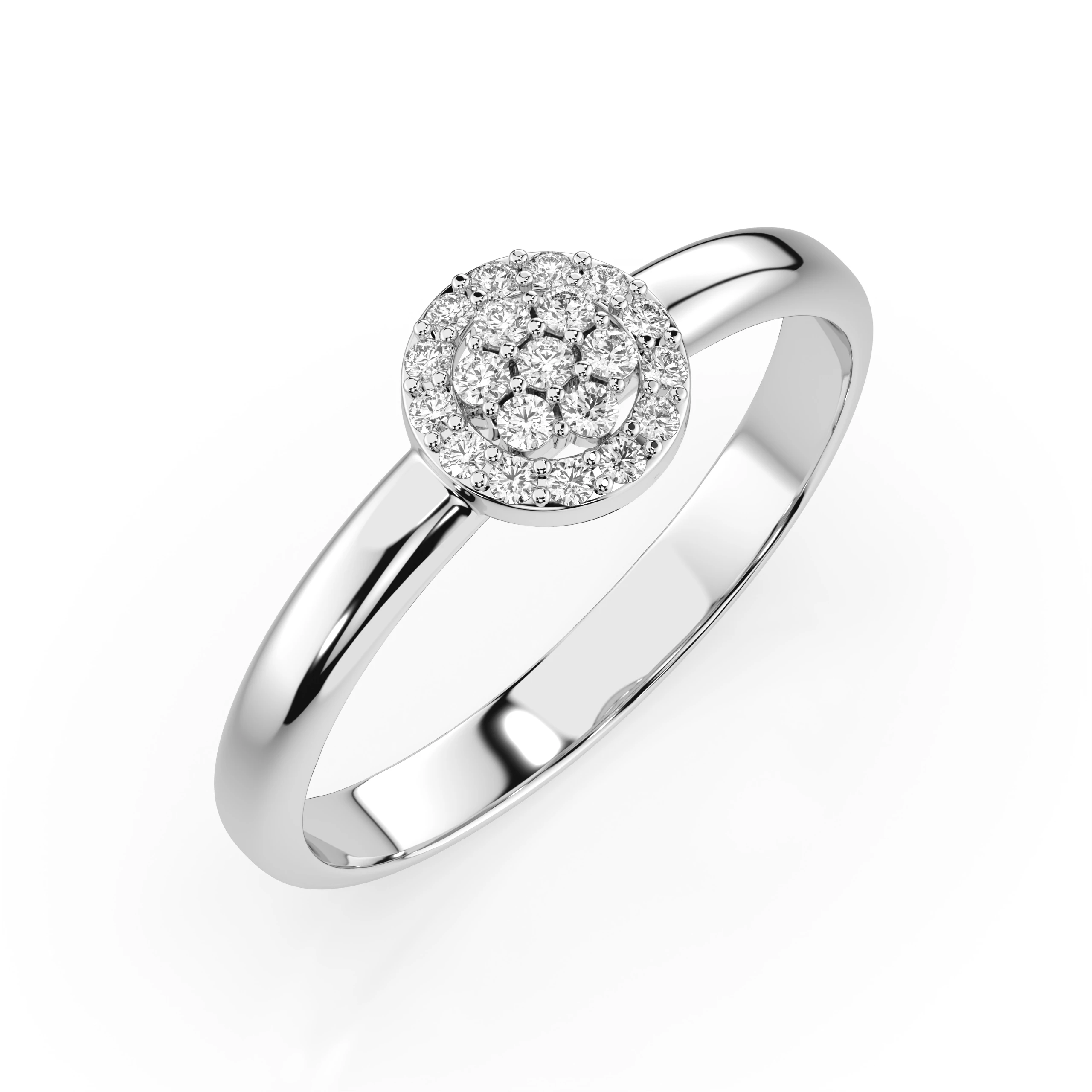 Inel de logodnă cu efect illusion din aur cu diamante naturale, diamant central rotund de 0.08 ct, G/SI – Celestia Strălucitoare