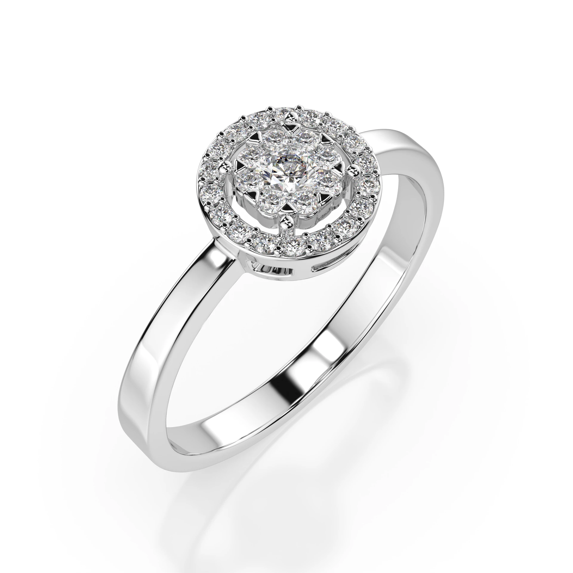 Inel de logodnă cu efect illusion din aur 14k cu diamante naturale, diamant central rotund de 0.1 ct, G/SI – Amalthea Regală