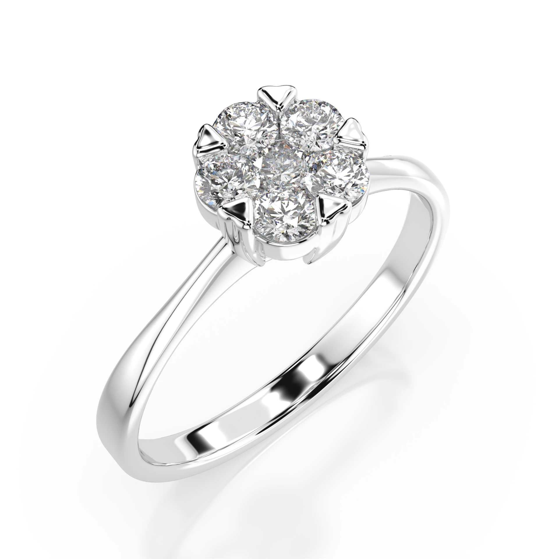 Inel de logodnă cu efect illusion din aur 14k cu diamante naturale, diamant central rotund de 0.1 ct, G/SI – Amalthea Sublimă