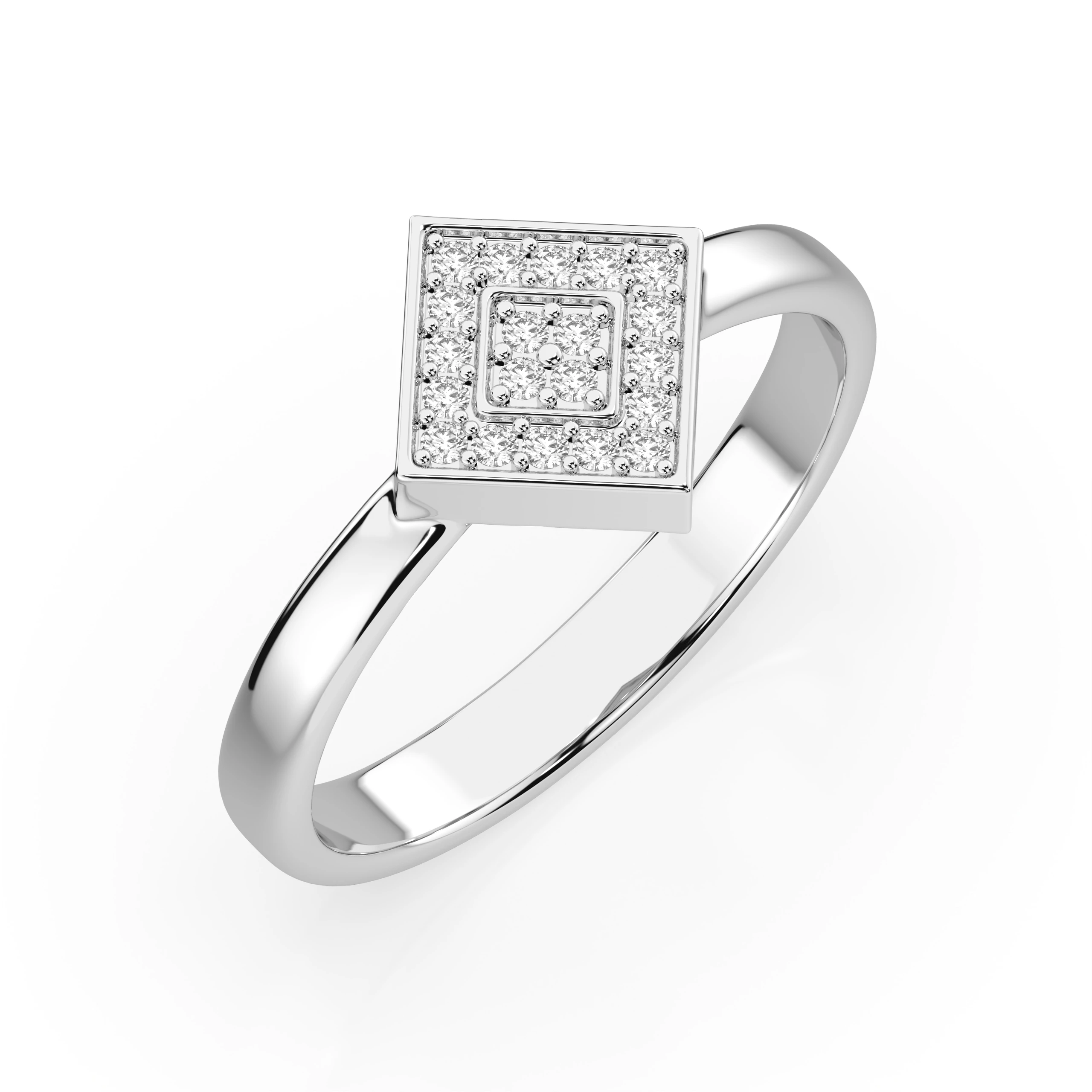 Inel de logodnă cu efect illusion din aur 14k cu diamante naturale, diamant central rotund de 0.1 ct, G/SI – Delphina Romantică