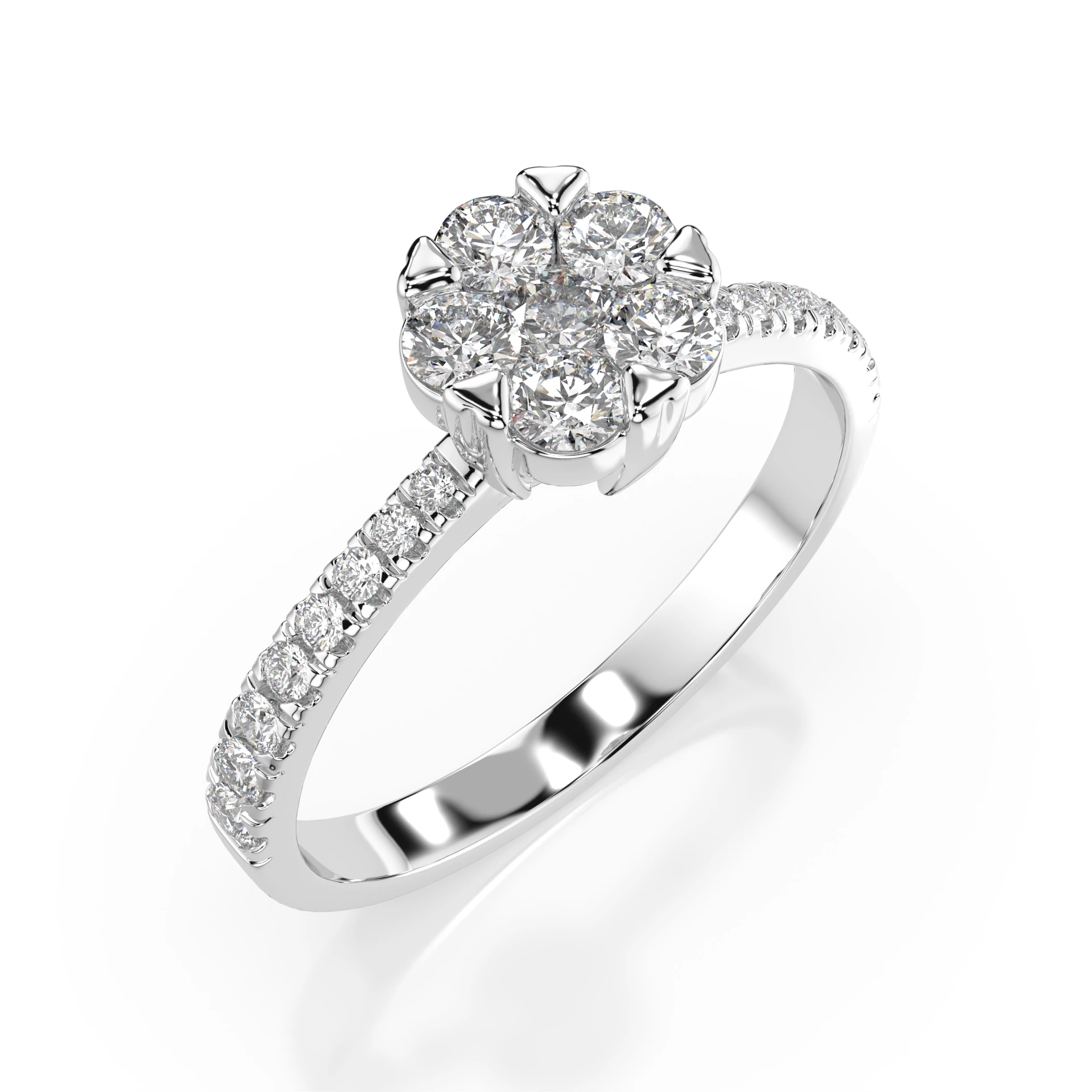 Inel de logodnă cu efect illusion din aur cu diamante naturale, diamant central rotund de 0.1 ct, G/SI – Elara Luminoasă