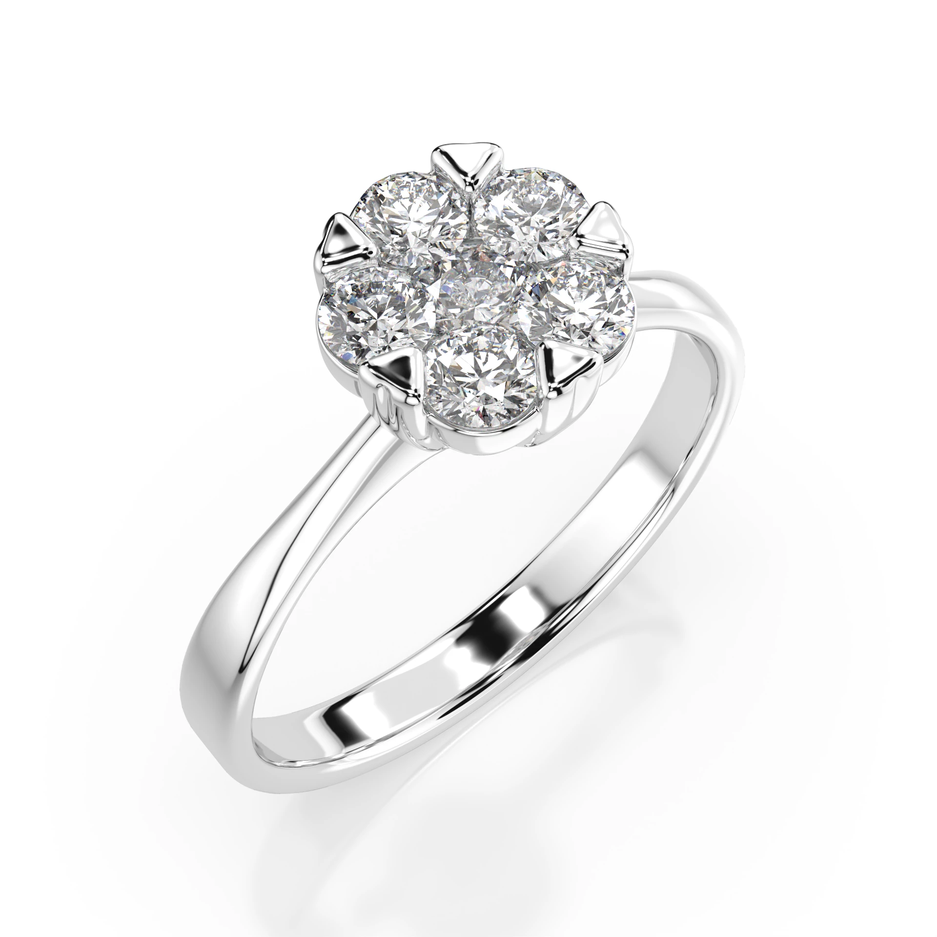 Inel de logodnă cu efect illusion din aur 14k cu diamante naturale, diamant central rotund de 0.15 ct, G/SI – Evelina Rafinată