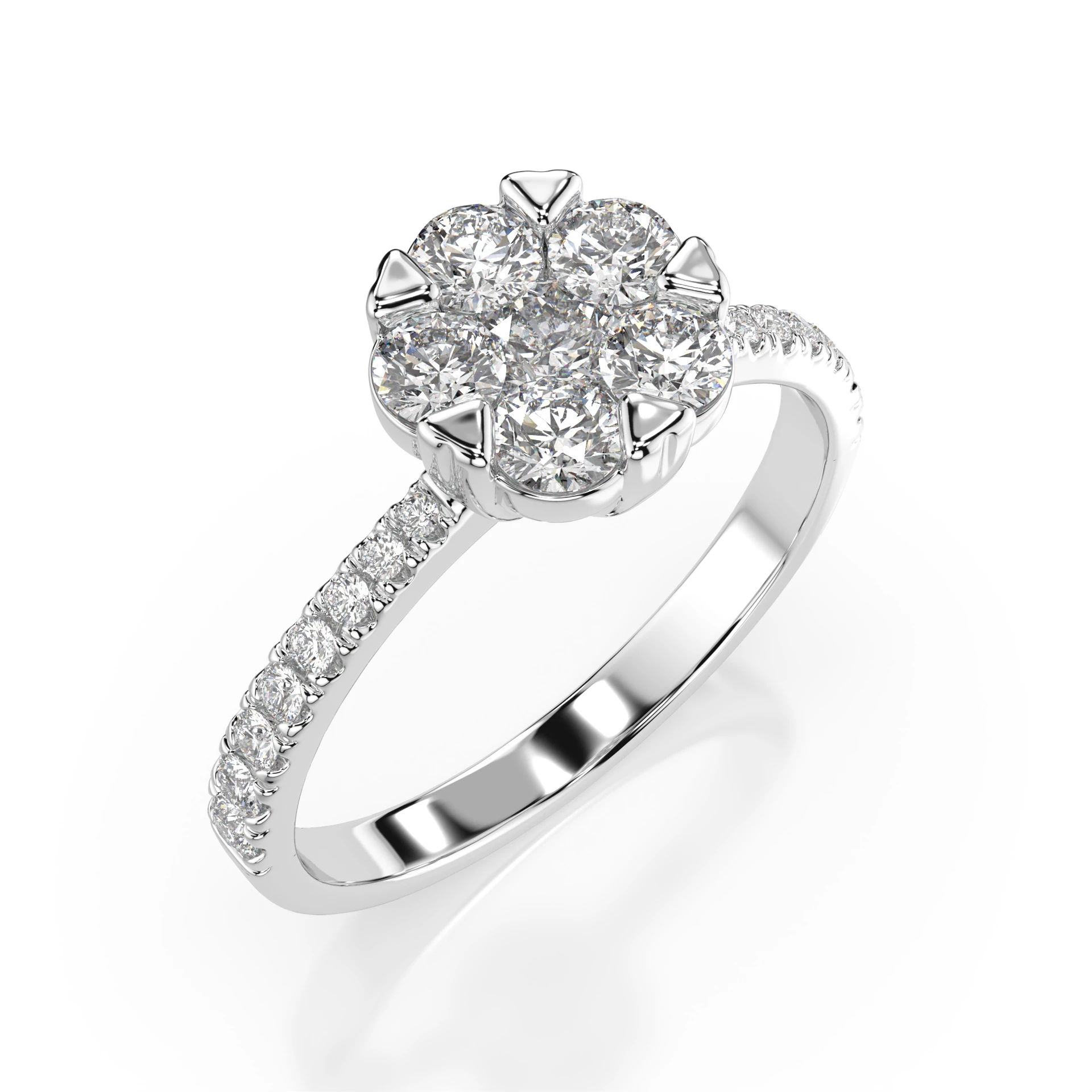 Inel de logodnă cu efect illusion din aur cu diamante naturale, diamant central rotund de 0.15 ct, G/SI – Isadora Divină