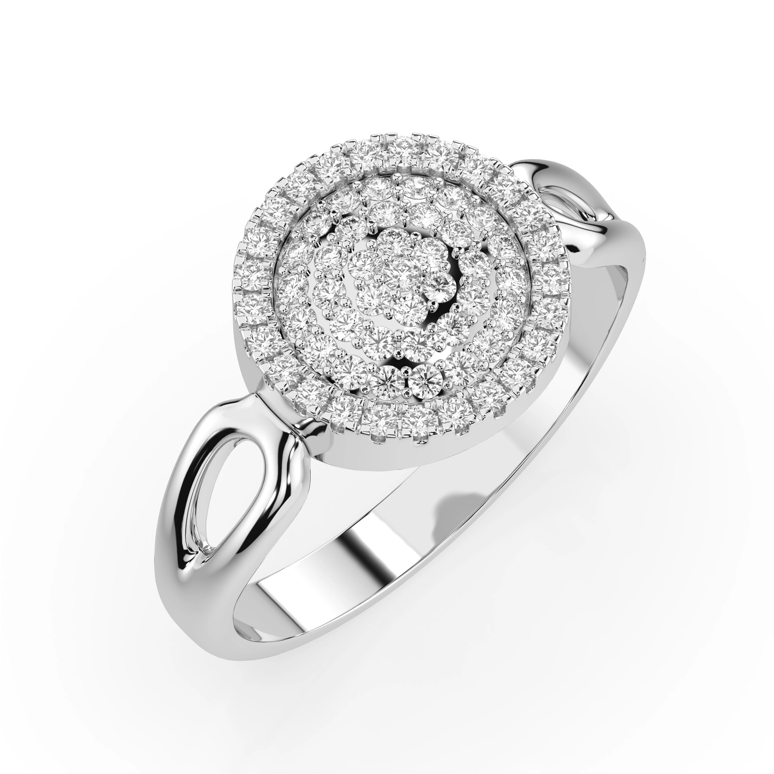 Inel de logodnă cu efect illusion din aur cu diamante naturale, diamant central rotund de 0.15 ct, G/SI – Seraphina Sublimă