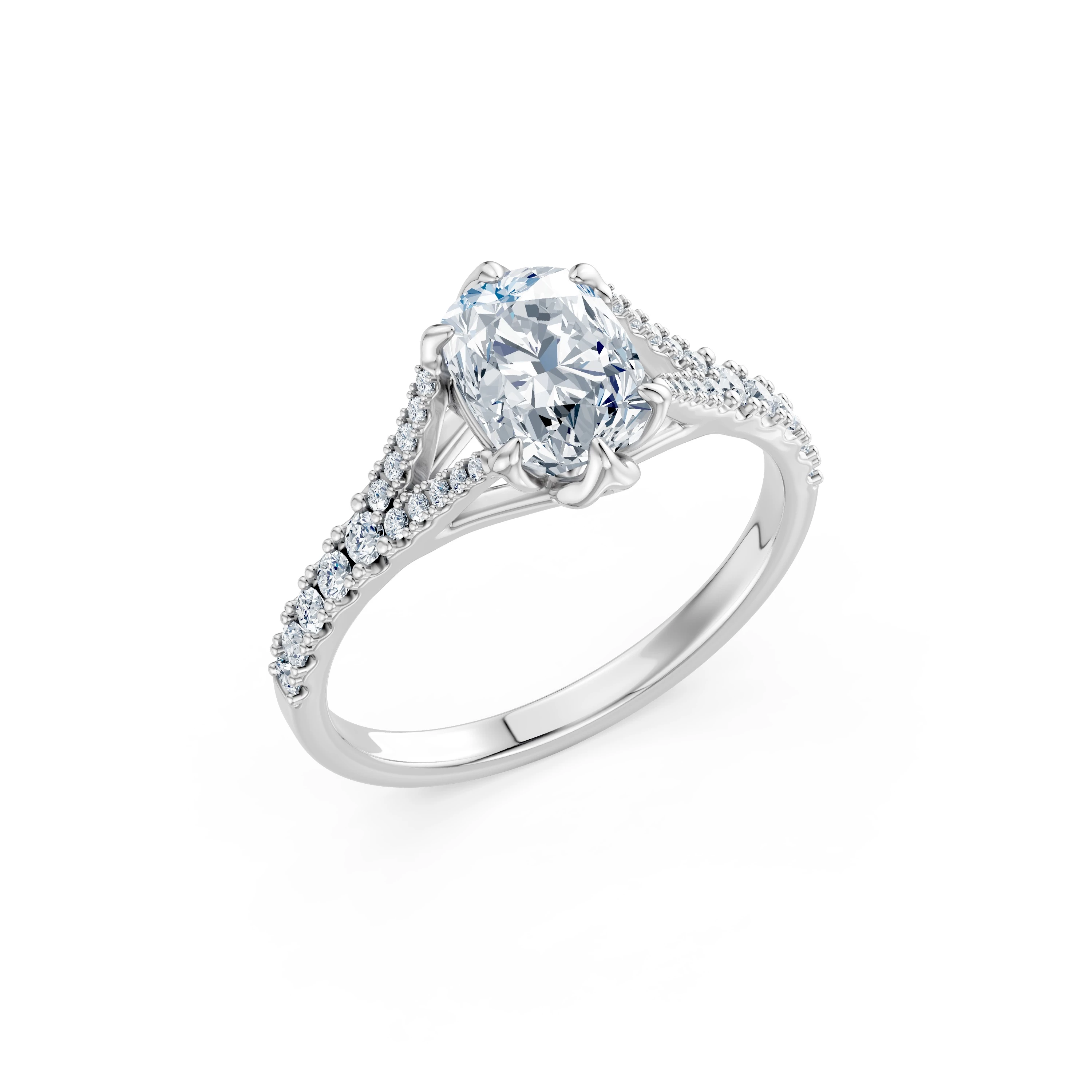 Inel de logodnă din aur cu diamant de laborator cushion de 1.5 ct D/VVS2 și diamante laterale – Arezzo