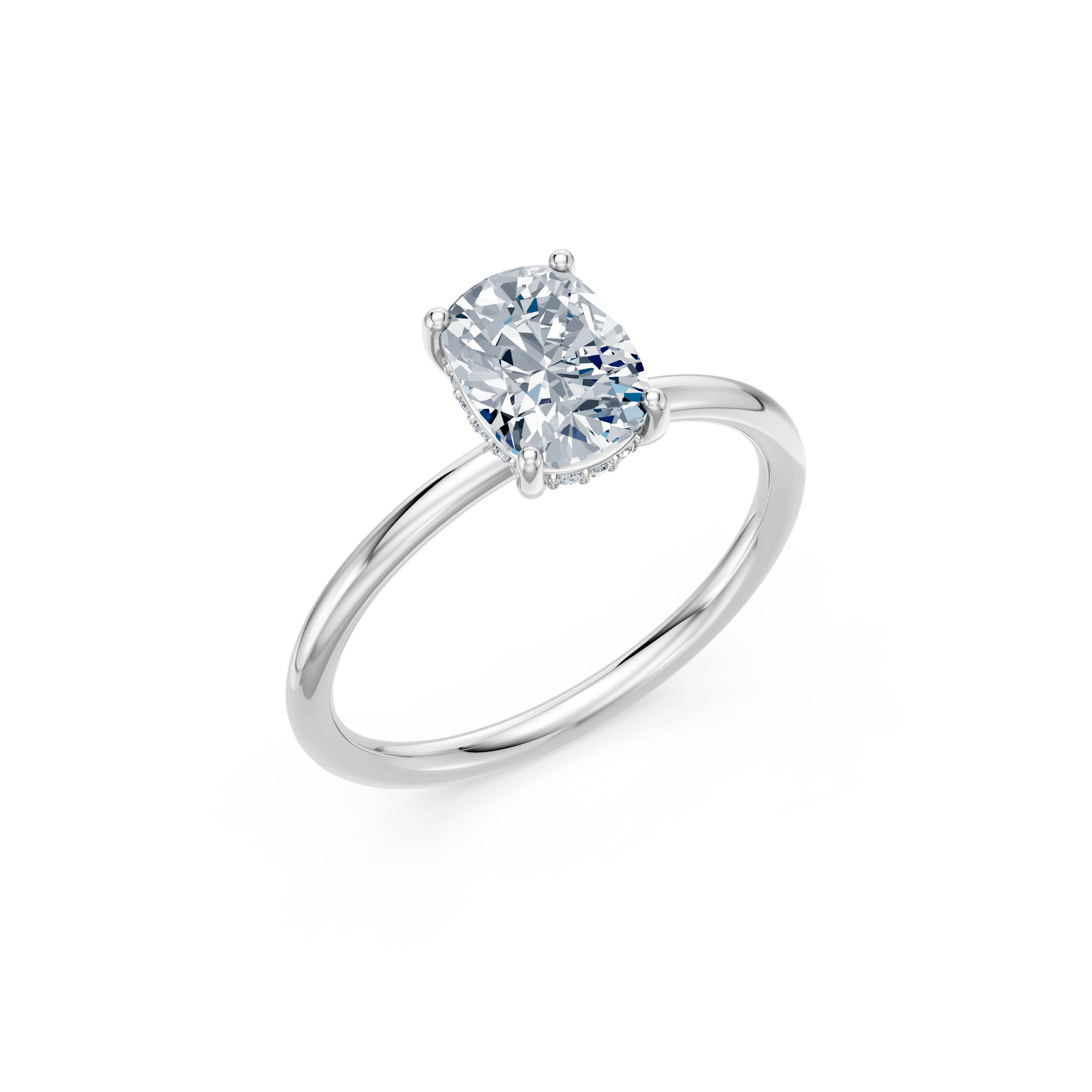 Inel de logodnă din aur cu diamant de laborator cushion de 1.5 ct D/VVS2 și diamante laterale – Stresa