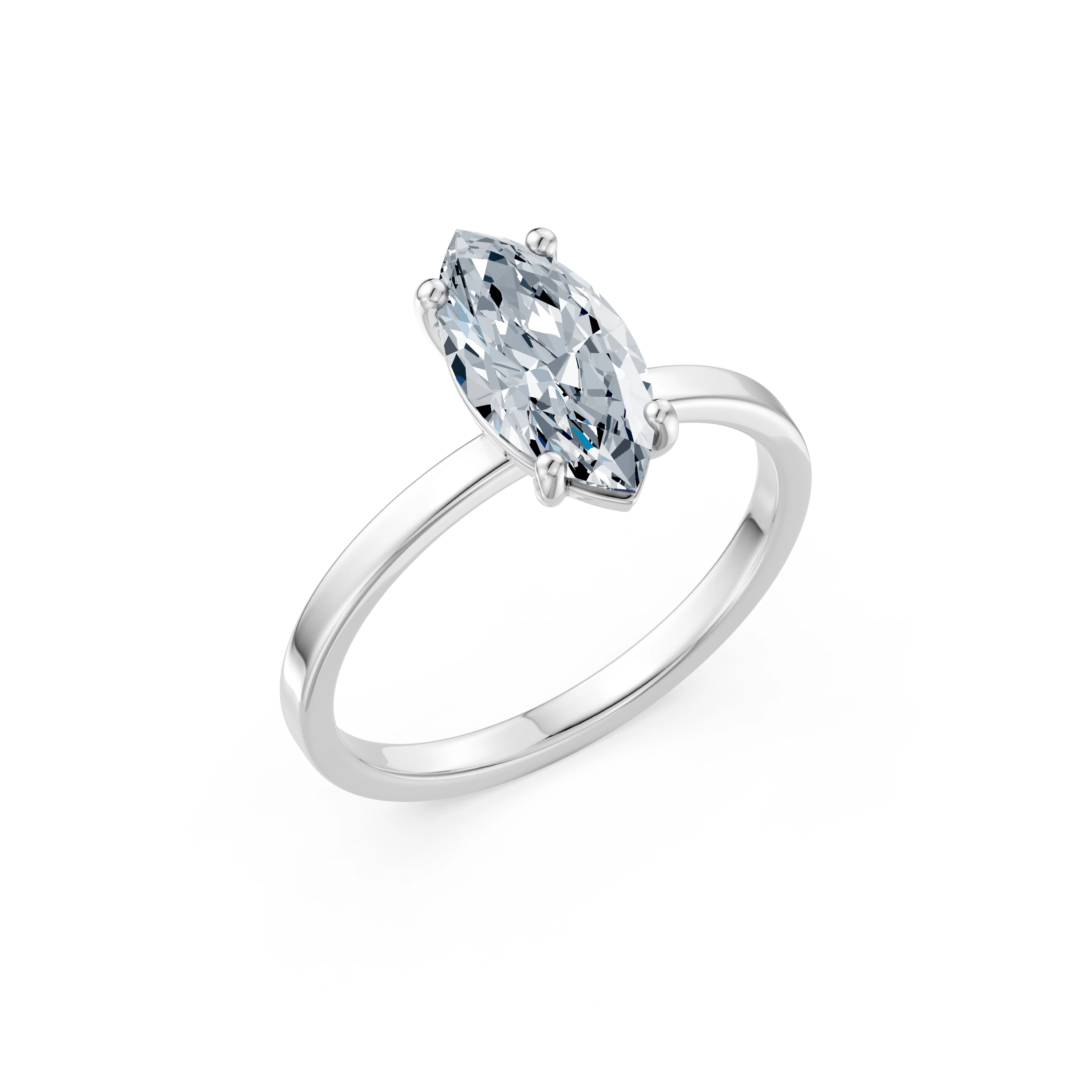 Inel de logodnă din aur cu diamant de laborator marchiză de 1.5 ct D/VVS2 – Locarno